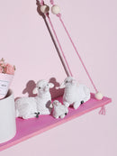 Pink Wooden Shelf Hanging Decoration Display Stand Wall Decor Floating Shelf Girls Kids Room