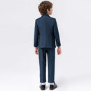 Child Formal Navy Suit Set Boy Piano Host Wedding Party Photography Costume Kids Blazer Vest Pants Bowtie