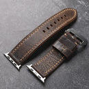 Vintage Style Titanium For Apple Watch  Leather Strap Thickened Soft Men's Bracelet