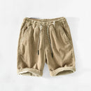 Summer Men Shorts Pure Cotton Comfortable Beach Shorts Corduroy Drawstring Loose Short