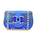 Match Shoe and Bag Set for in Women Royal Blue Crystal Shoe and Purse