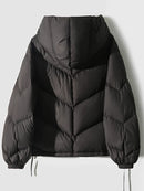 Women Hooded Down Coat Goose Down Fill Solid Quilted Winter Parkas Fall Winter Warm Outwear