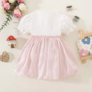 Baby Girl Dress Summer Bear Bubble Sleeves Baby Dresses Cute Fluffy Beach Princess Style Girls Clothing