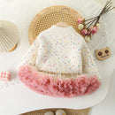 Kids Clothing Set 2 PCS Sweater Suit Heart Knit Pullover And Tulle Skirt Girls Clothing Set