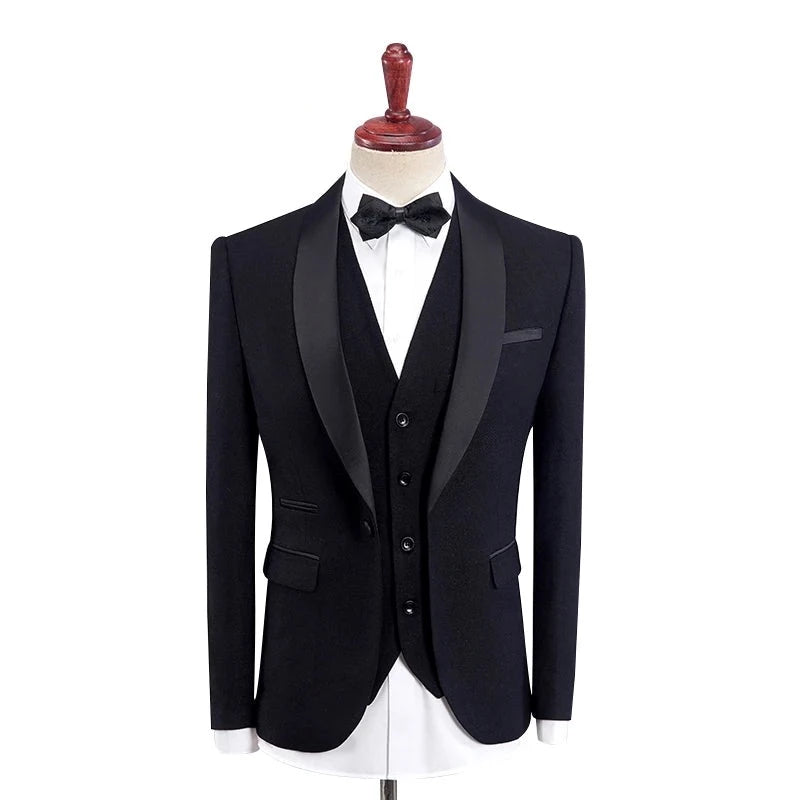 Wedding Suits for Men Burgundy Black Blue Khaki Groom Wedding Suit Slim Fit Shawl Collar Prom Suits