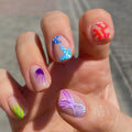 Short Square Head Nail Colorful Gradient with Design Simple Full Cover Nail