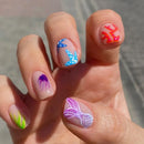 Short Square Head Nail Colorful Gradient with Design Simple Full Cover Nail