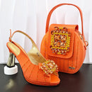 Quality Decorated With Rhinestone Bride Ladies Shoes And Matching Bag Set Italian High Heels Shoes And Bag Set