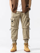 Men Tapered Pants Detachable Pants Legs Cargo Long Pants Male Cotton Trousers
