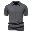 Summer Men's Knit Polo Shirt - Breathable & Stretch Turn-Down Collar Social Events