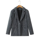 Women Casual Blazer Coat Autumn Winter Warm Woolen Outerwear