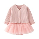 New Baby Girl Two Piece Dress Long Sleeve Cardigan Princess Baby Girl Bodysuits Toddler Baby Girl Outfit