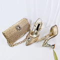 Satin Pumps Rhinestone For Bridal Luxury Matching High Heels and Bag Set