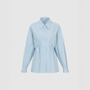 Spring And Autumn Women's Waist Cinching Slimming Loose Open Chest Long Sleeved Shirt