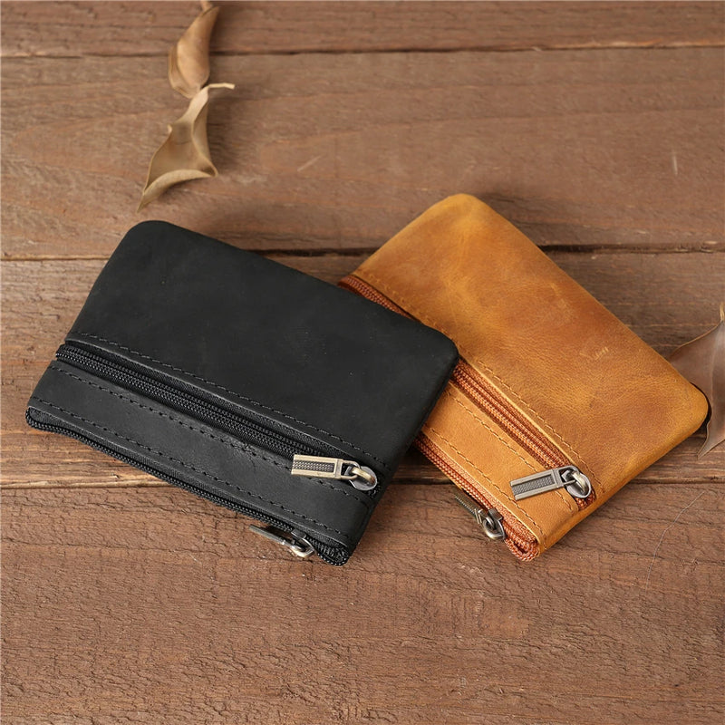 Men Genuine Leather Card Holder Leather Credit Card Case Purse Zipper Purse