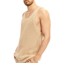 Men Summer Casual Ripped Knitted Vest Tank Tops Solid Men Summer Clothes Sleeveless Camisole Men Tops