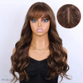 Middle Part Lace Wig With Bangs Body Wave Human Hair Bob Wig Natural Look Luxurious