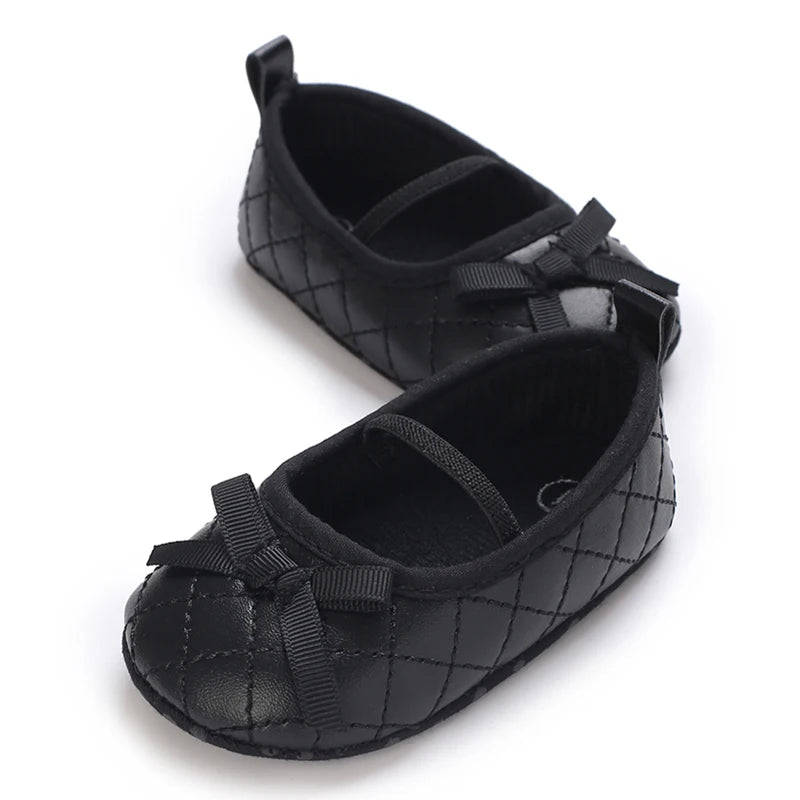 Baby Patent Leather First Walker Shoes for Girl Infant Spring Autumn Bow Princess Dress No-Slip Shoes