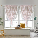 Pink Floral Lace Ruffled Sheer Balloon Curtain Light Filtering