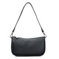 Black leather handbag with a shoulder strap on a white background, Obroi