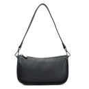 Black leather handbag with a shoulder strap on a white background, Obroi