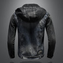 Hooded Denim Coat Men have embroidered denim coat