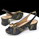 Luxurious Italian Women's Party Shoe and Bag Set – Elegant Black Rhinestone Peep-Toe High Heels Sandals