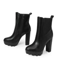 Women's Platform Ankle Boots Black Round Toe High Heels Ladies Winter Autumn Comfortable Booties