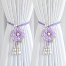 2Pcs Elegant Pearl Flower Curtains Lacing Adjustable Tie Back Garden Bohemia Curtain Accessories