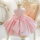Lace Embroidery Princess Wedding Dress For Girls Sleeveless Big Bow White Girls' Dress Summer Kids Clothes