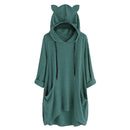 Hoodie Dress Sweatshirt Dress Women Casual Fleece Hooded Dress