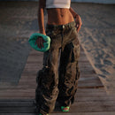 Cargo Pants Women High Waist Patchwork Pockets Camouflage Cargo Trousers Female Clothing Streetwear