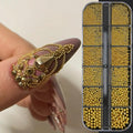 Gold Caviar Beads Nail Charms Mini Round Beads Nail Decoration DIY Nail