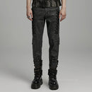 Men Punk Distressed Irregular Pants Decorative Drawstring Trousers Autumn Men Clothing Streetwear