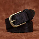 Genuine Leather Belt for Men Thick Copper Buckle Jeans Casual Belts Waistband Retro