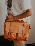 Handmade vegetable tanned men's women's briefcase casual luxury genuine leather laptop handbag