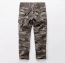 Mens Cargo Pants Camouflage Cotton Pockets and Leg Opening Zipper Loose Trousers