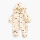 Newborn Kid Baby Girl Winter Clothes Hooded Fleece Thick Romper Long Sleeve Warm Jumpsuit Outfit
