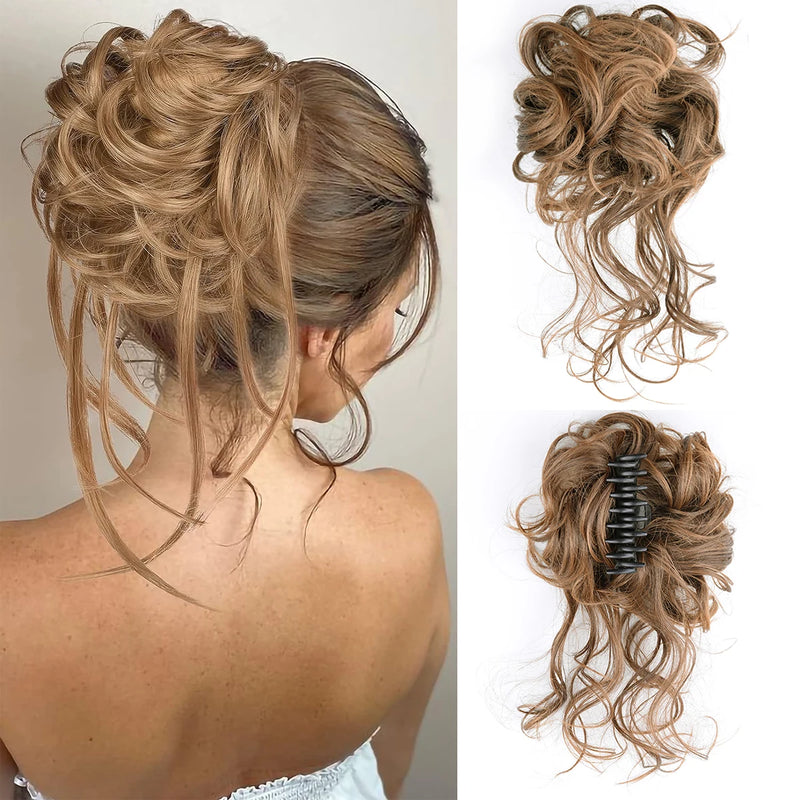 Women Messy Curly Fluffy Hair Bun Clip In Ponytail Hair Extensions Natural False Hairpieces