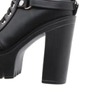 Heeled Boots for Women Platform Moto Boots Crude With High Heel Shoes Strap Black
