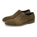 Luxury Suede Man Dress Shoes Genuine Leather Handmade Brogue Shoes Men