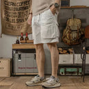 Men’s Casual White Cargo Shorts with Pockets – Summer Streetwear