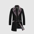 Winter Men's Long Woolen Coat Fur Collar Warm Wool Coats Male Solid Color Slim Casual Windbreaker Jacket
