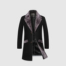 Winter Men's Long Woolen Coat Fur Collar Warm Wool Coats Male Solid Color Slim Casual Windbreaker Jacket