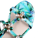 Gladiator Sandals Women Summer Leather Flats Crystal Beach Dress Shoes