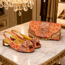Women Italian Shoes and Bags Set with Rhinestone Shoe and Bag Set