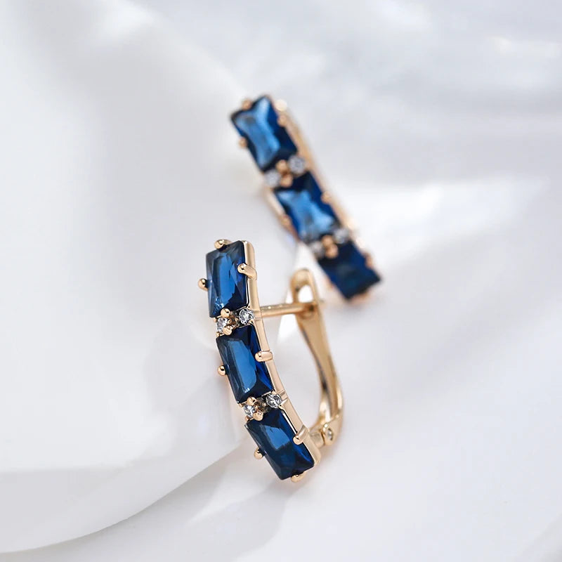 Natural Zircon Drop Earrings for Women Oblong 585 Fine Jewelry
