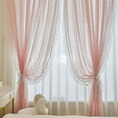 Romantic Sheer Pink Ruffle Curtains for Girls Bedroom Princess Bay Window Curtains Living Room