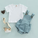 Newborn Infant Baby Boys Clothes Set Short Sleeve T-shirt Overalls Corduroy Shorts Outfits Summer Costumes