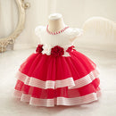 0-3 Years Girl Red Princess Party Dresses Striped Toddler Baby Birthday Ball Gown Newborn Kids Clothes